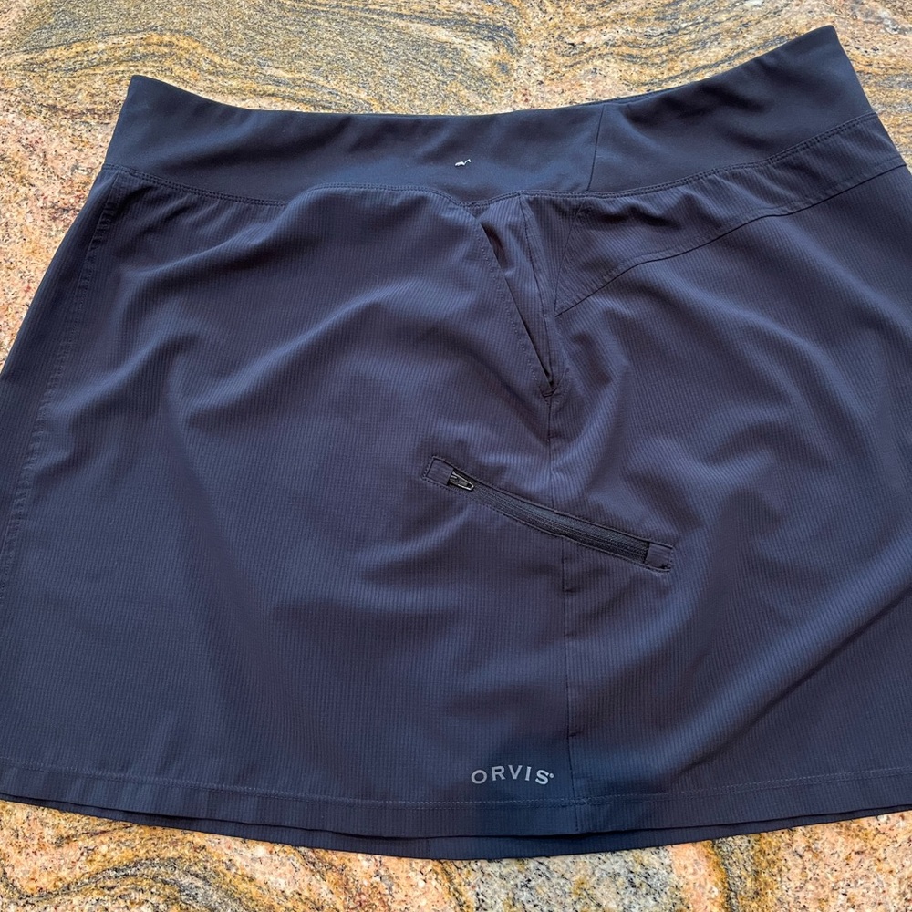 Orvis Womens XXL NWOT Black Skort Hiking Golf Stretch Lightweight Pockets